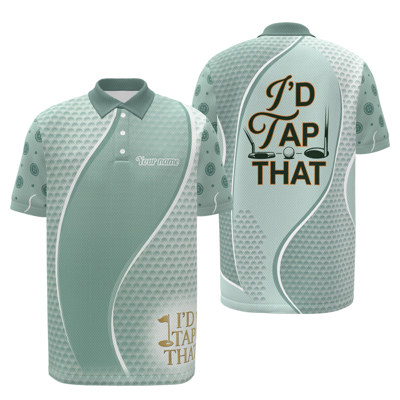 Short Line Payoff Golf Polo Shirt – Front Back product view