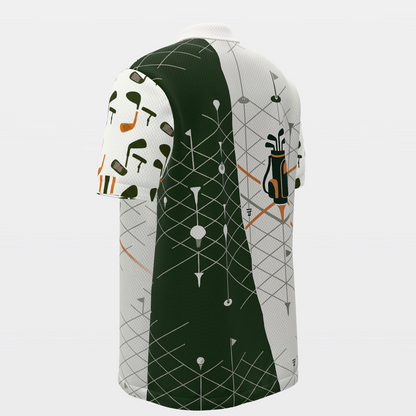 Club Selection Fork Golf Polo Shirt – Back Left product view