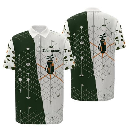 Club Selection Fork Golf Polo Shirt – Front Back product view