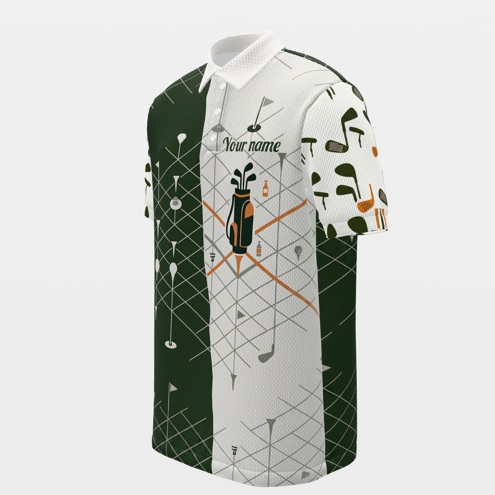 Club Selection Fork Golf Polo Shirt – Front Left product view