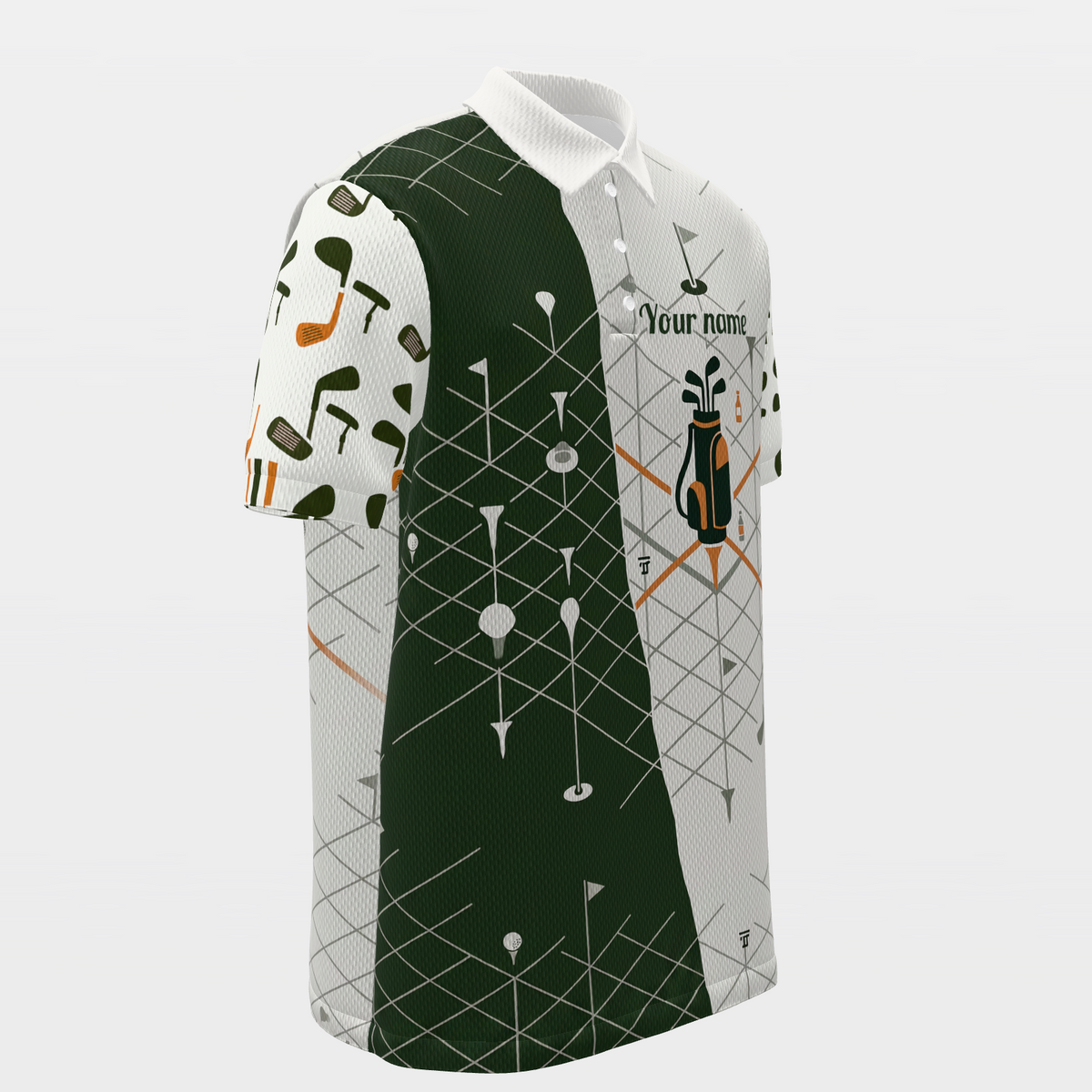 Club Selection Fork Golf Polo Shirt – Front Right product view