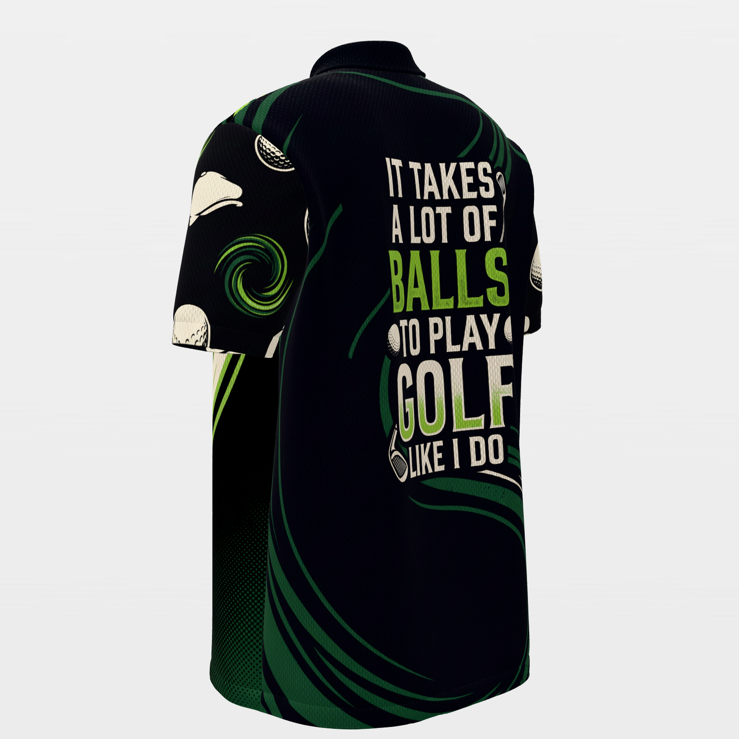 Skeleton Lost Ball Run Golf Polo Shirt – Back Left product view