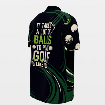 Skeleton Lost Ball Run Golf Polo Shirt – Back Right product view