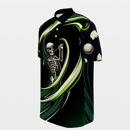 Skeleton Lost Ball Run Golf Polo Shirt – Front Left product view
