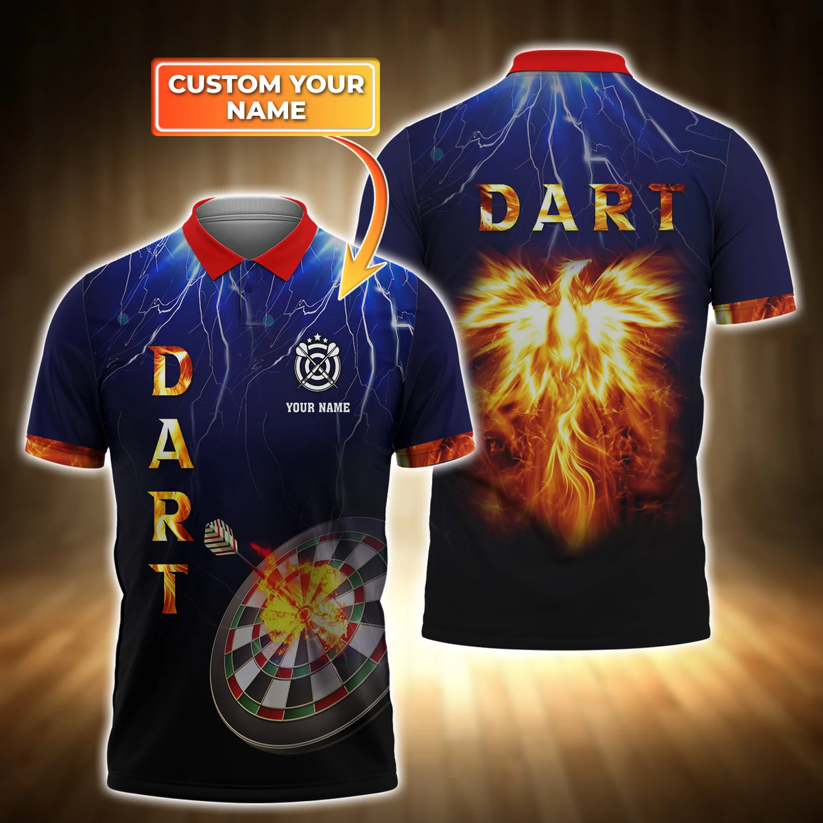 Phoenix and Thunder Personalized Darts Button Polo
