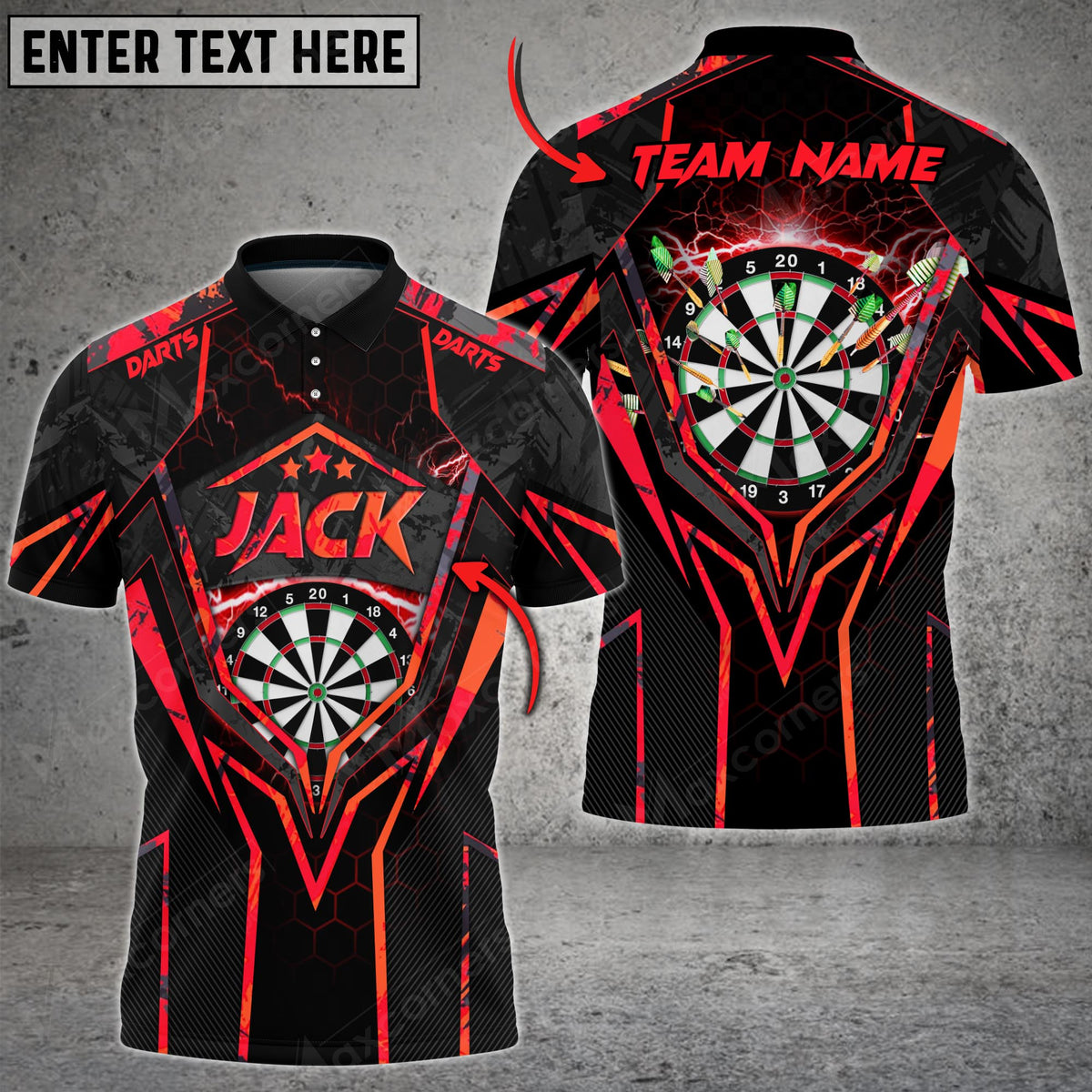 Abstract Personalized Darts Button Polo