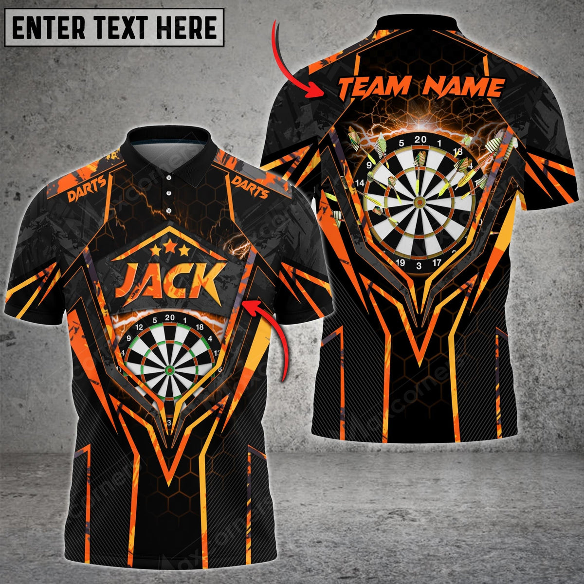 Abstract Personalized Darts Button Polo