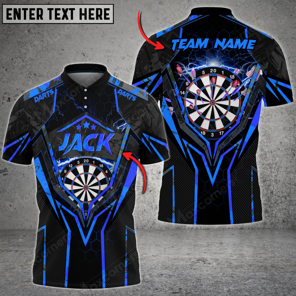 Abstract Personalized Darts Button Polo