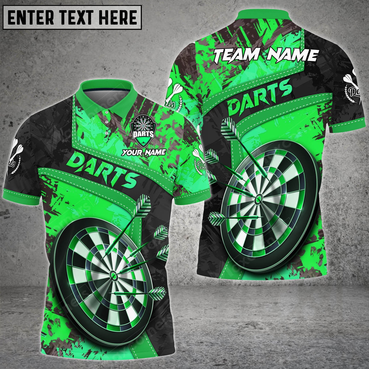 Grunge Abstract Personalized Darts Button Polo