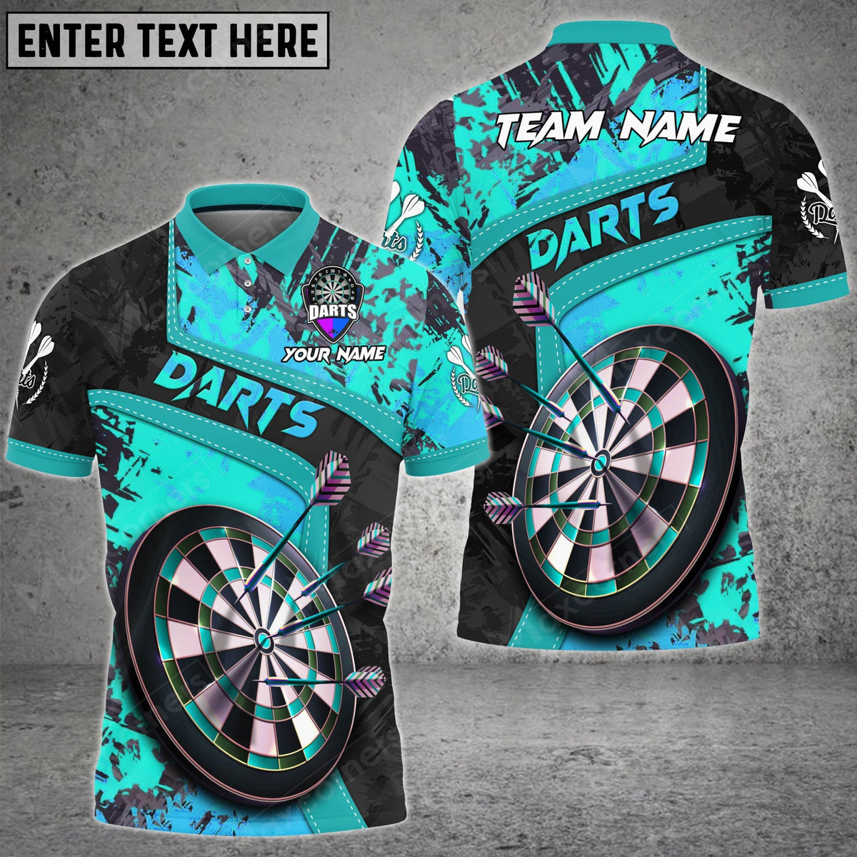 Grunge Abstract Personalized Darts Button Polo