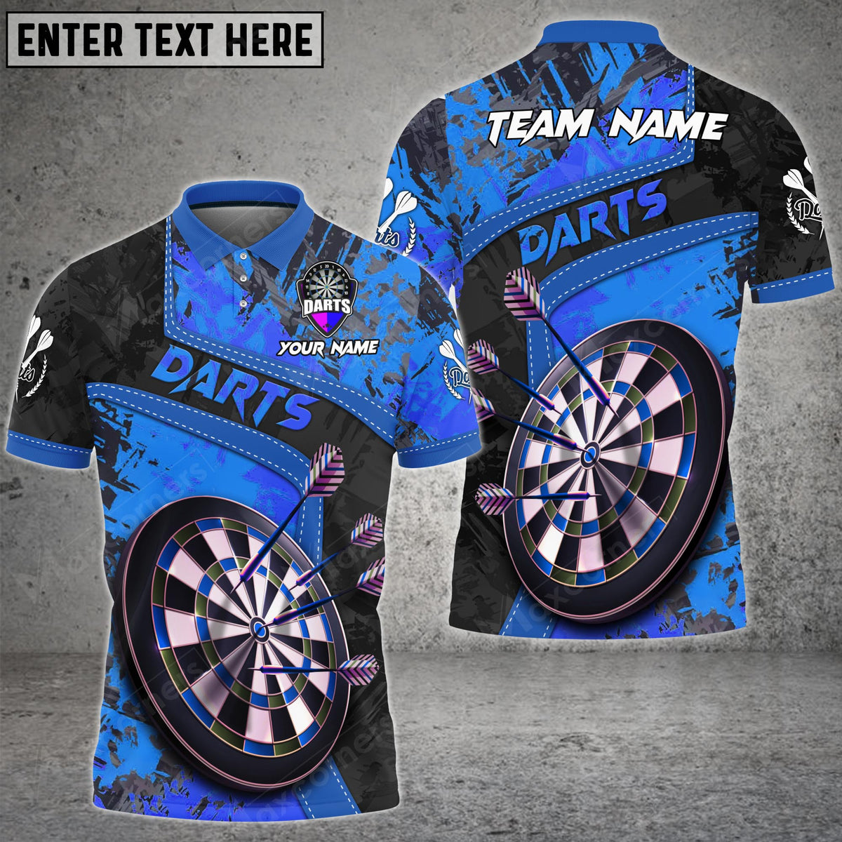 Grunge Abstract Personalized Darts Button Polo