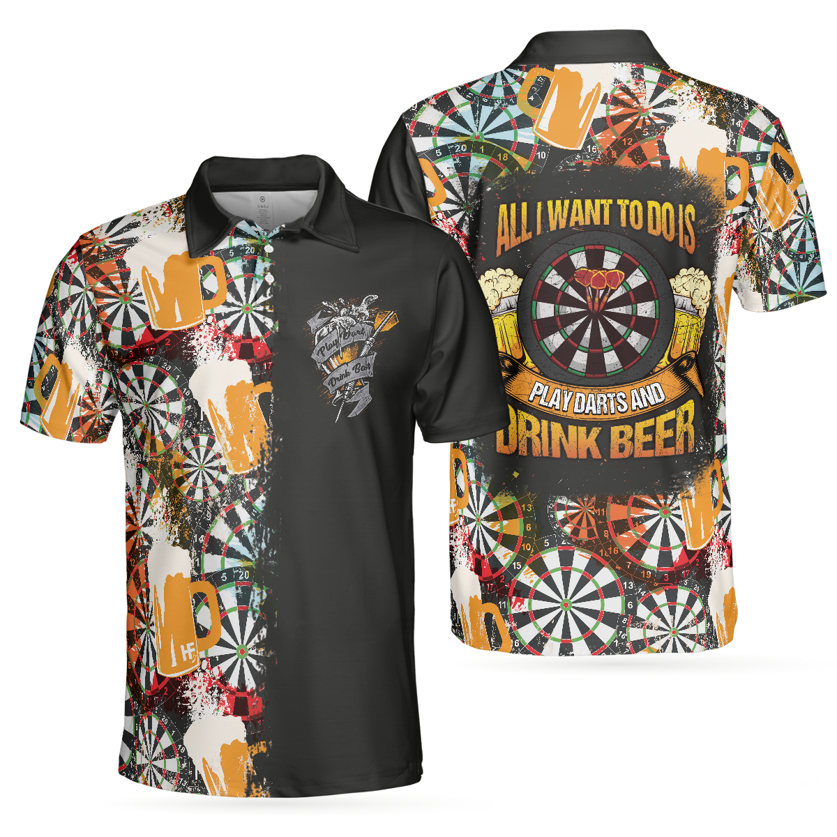 Play and Drink Beer Darts Button Polo