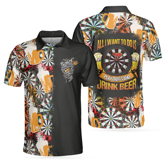 Play and Drink Beer Darts Button Polo