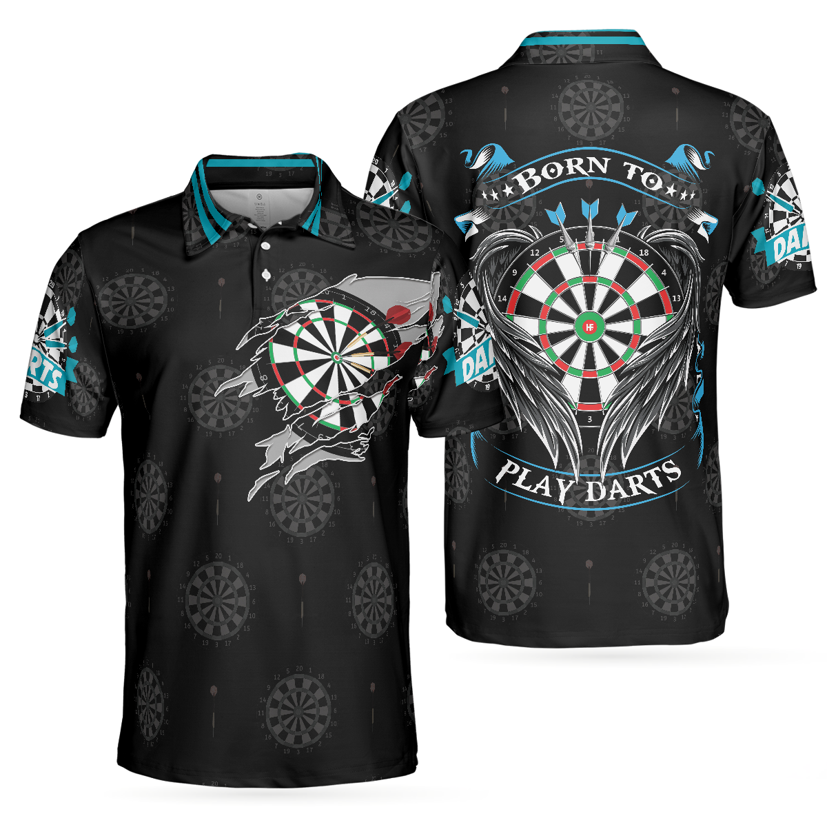 Born To Play Darts Button Polo