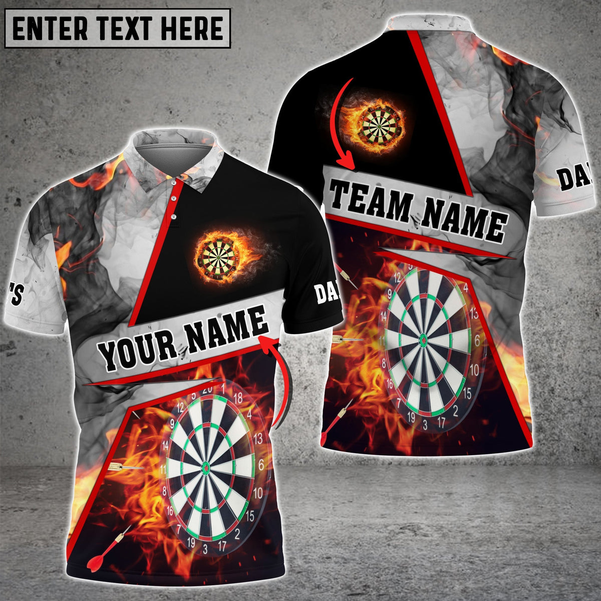 Smoke Color Personalized Darts Button Polo