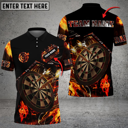 Flaming Magma Personalized Darts Button Polo