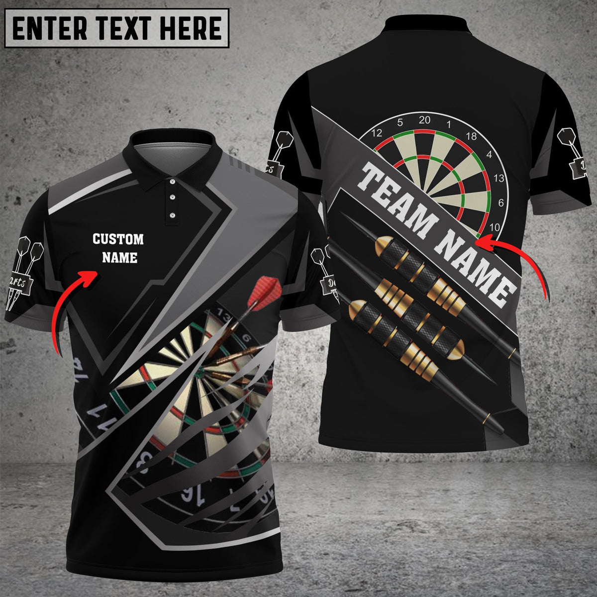 For Team Design Personalized Darts Button Polo