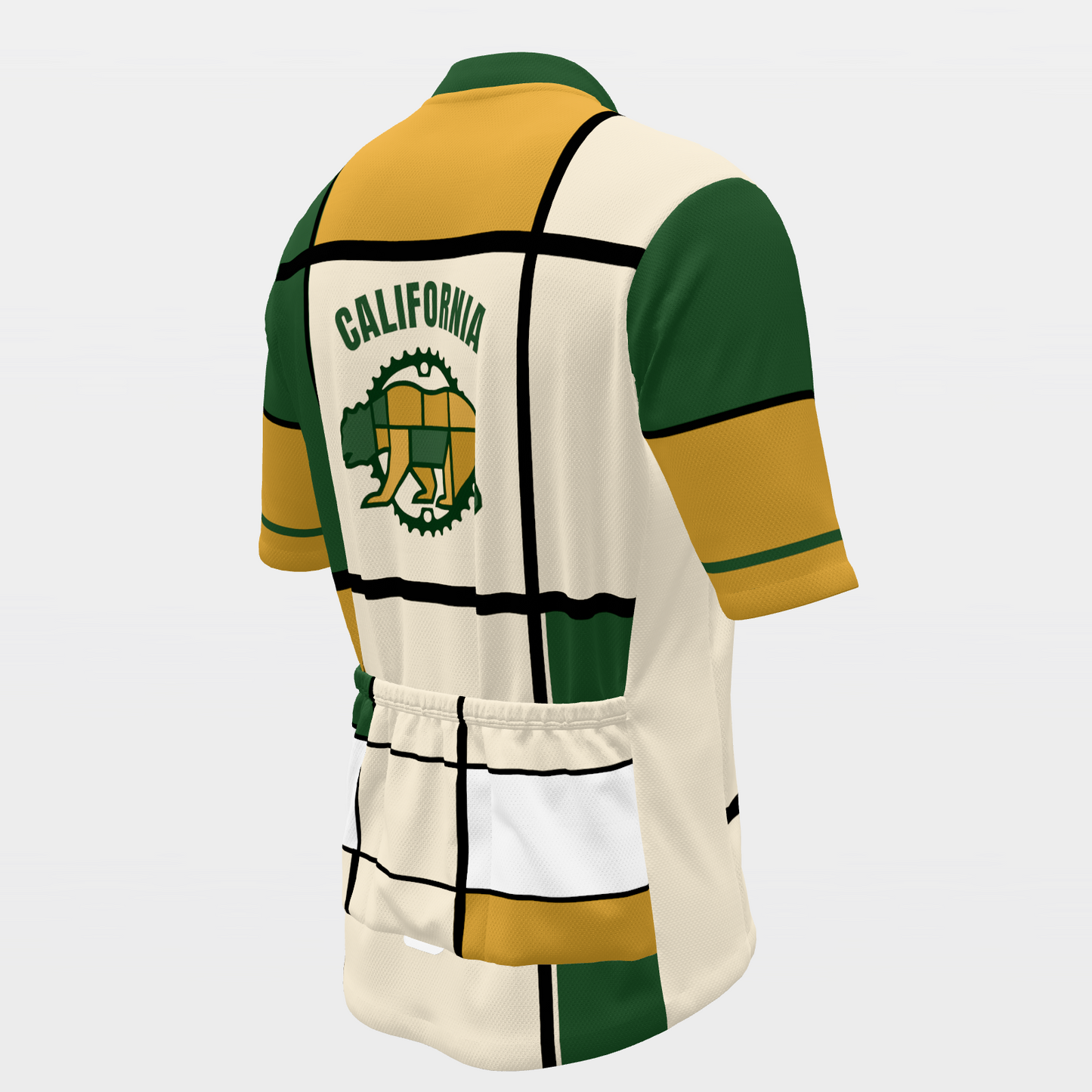 CALIFORNIA · 80s Mondrian color-block — retro state jersey – Back Right view