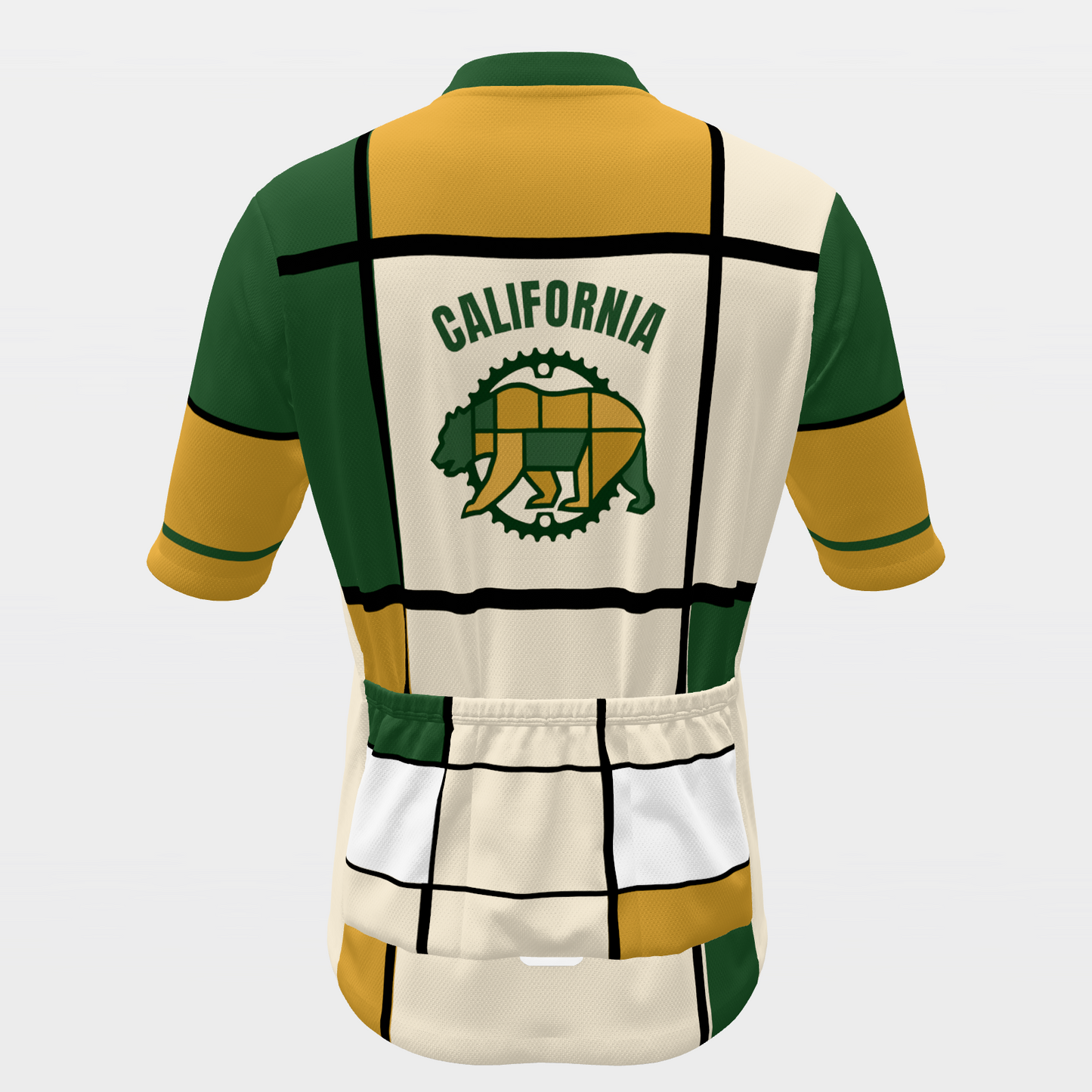 CALIFORNIA · 80s Mondrian color-block — retro state jersey – Back view