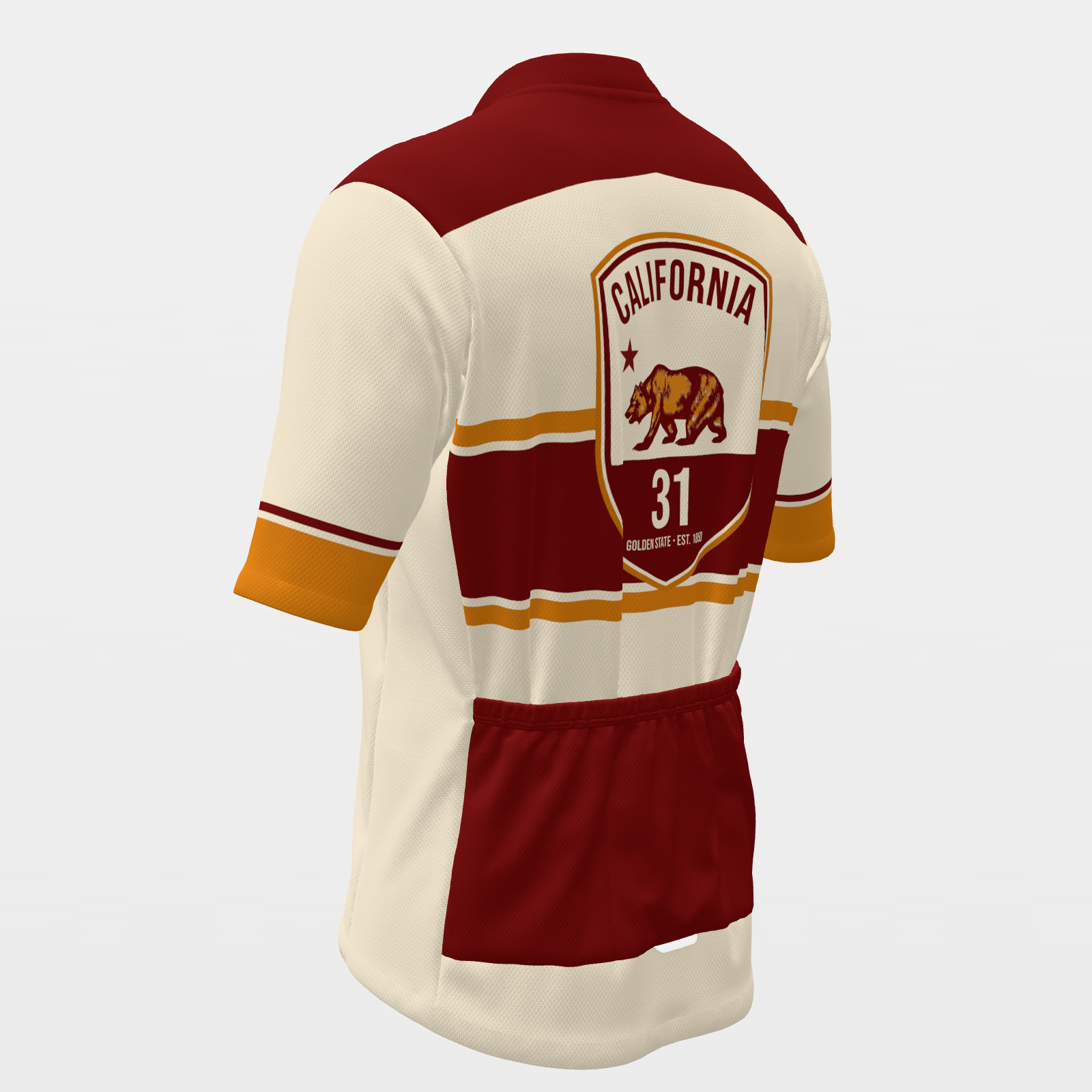 California Bear Republic Heritage Badge Cycling Jersey – Back Left view