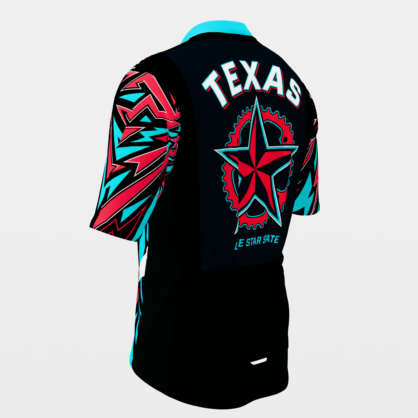 Texas 80s Fluoro Cycling Jersey – Back Left product view