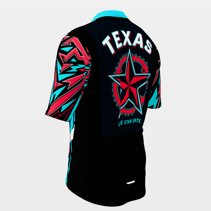 Texas 80s Fluoro Cycling Jersey – Back Left product view