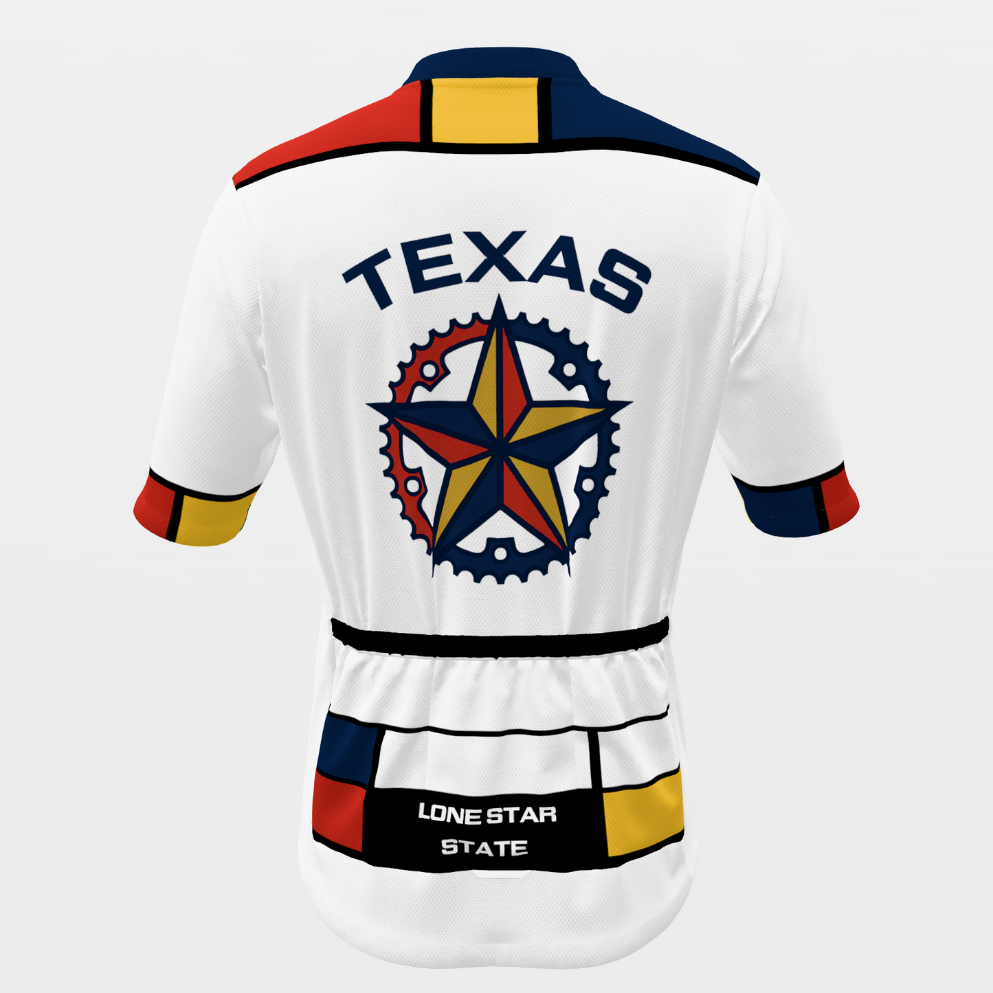 TEXAS · 80s Mondrian color-block — retro state jersey – Back view