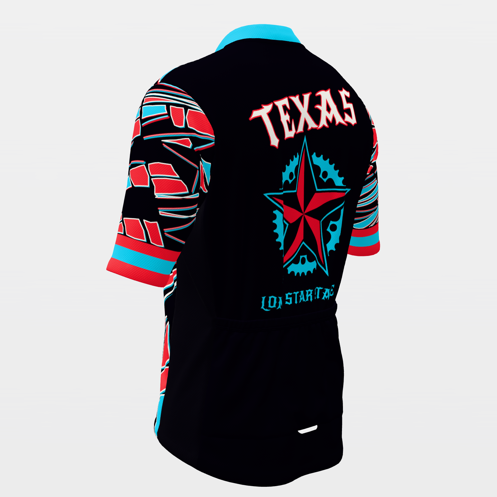 Texas Neon-80s — Memphis-shard state jersey – Back Left view