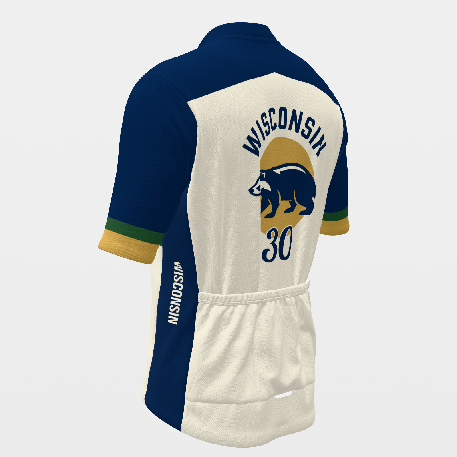 Wisconsin State Race Kit — sponsor-band Cycling Jersey – Back Left view