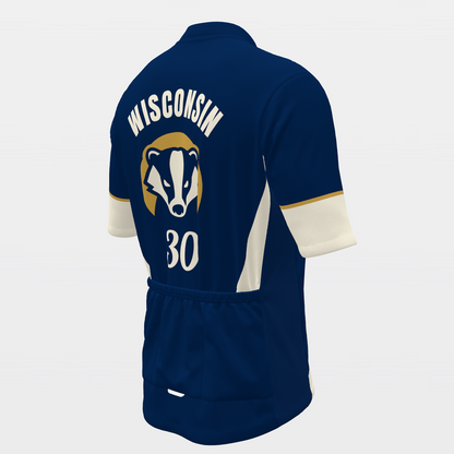 Wisconsin State Race Kit — modern speed-fade Cycling Jersey – Back Right view