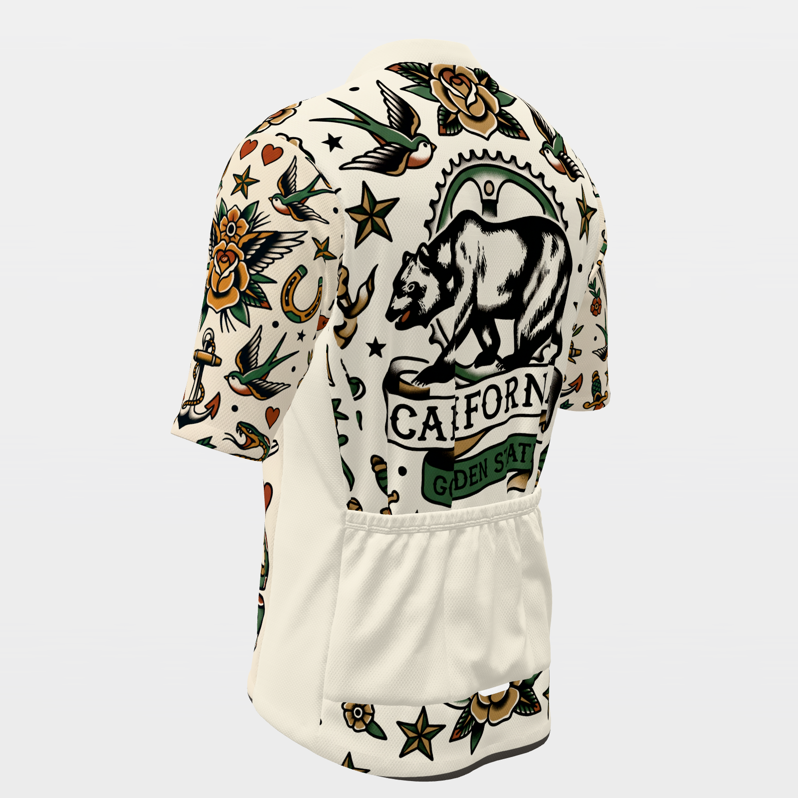 California Traditional Flash Tattoo Cycling Jersey – Back Left product view