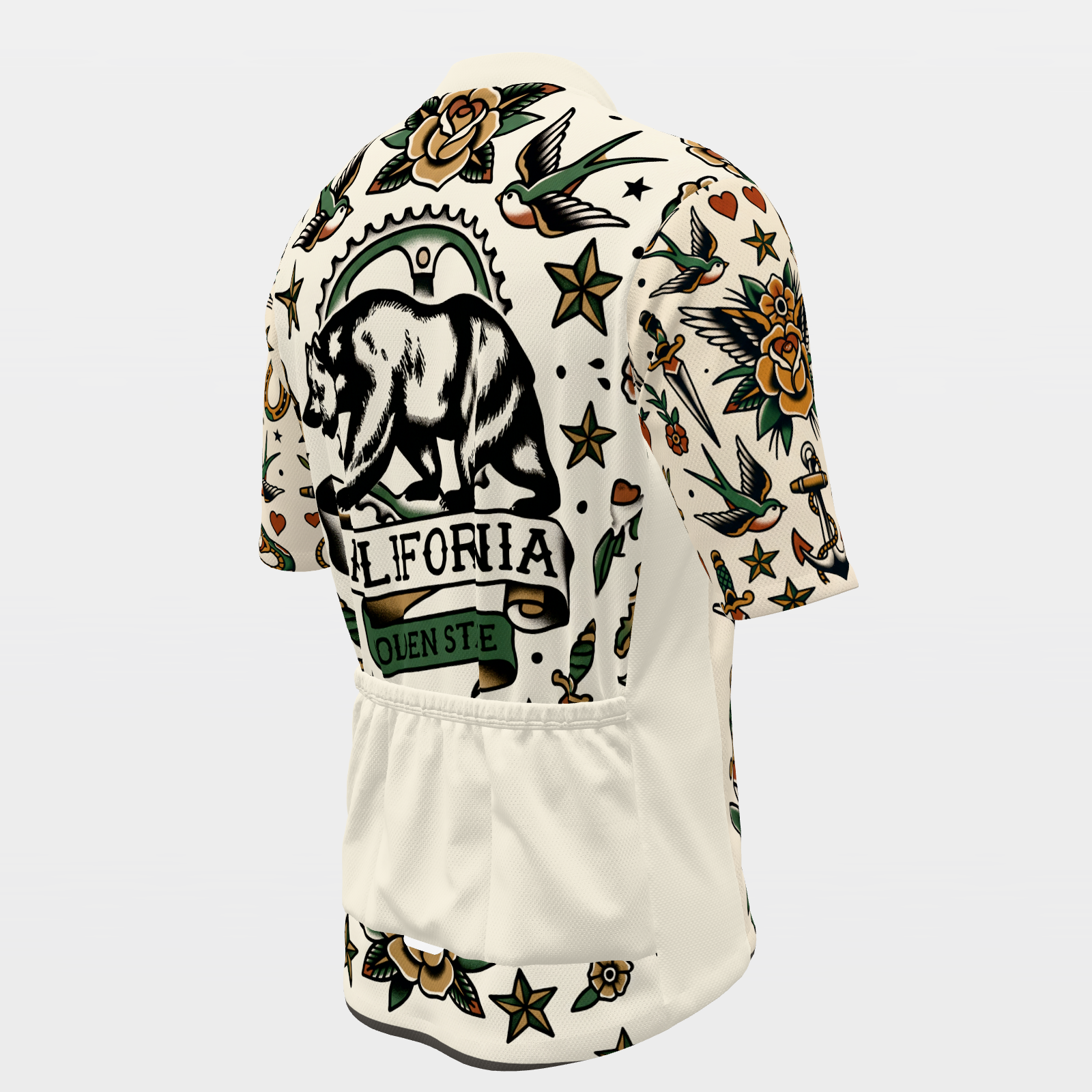 California Traditional Flash Tattoo Cycling Jersey – Back Right product view