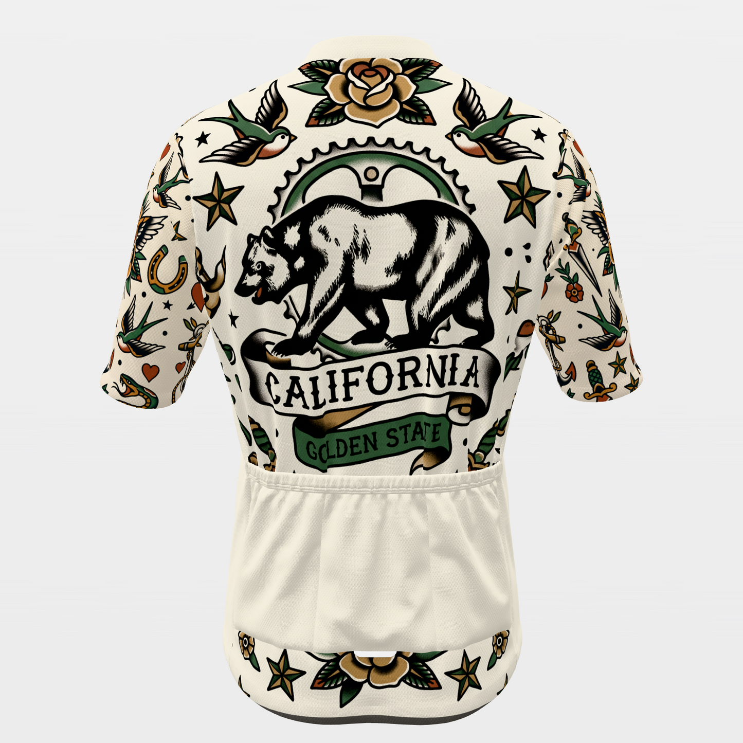 California Traditional Flash Tattoo Cycling Jersey – Back product view