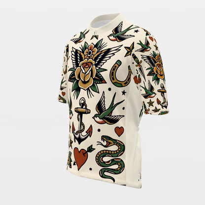 California Traditional Flash Tattoo Cycling Jersey – Front Left product view
