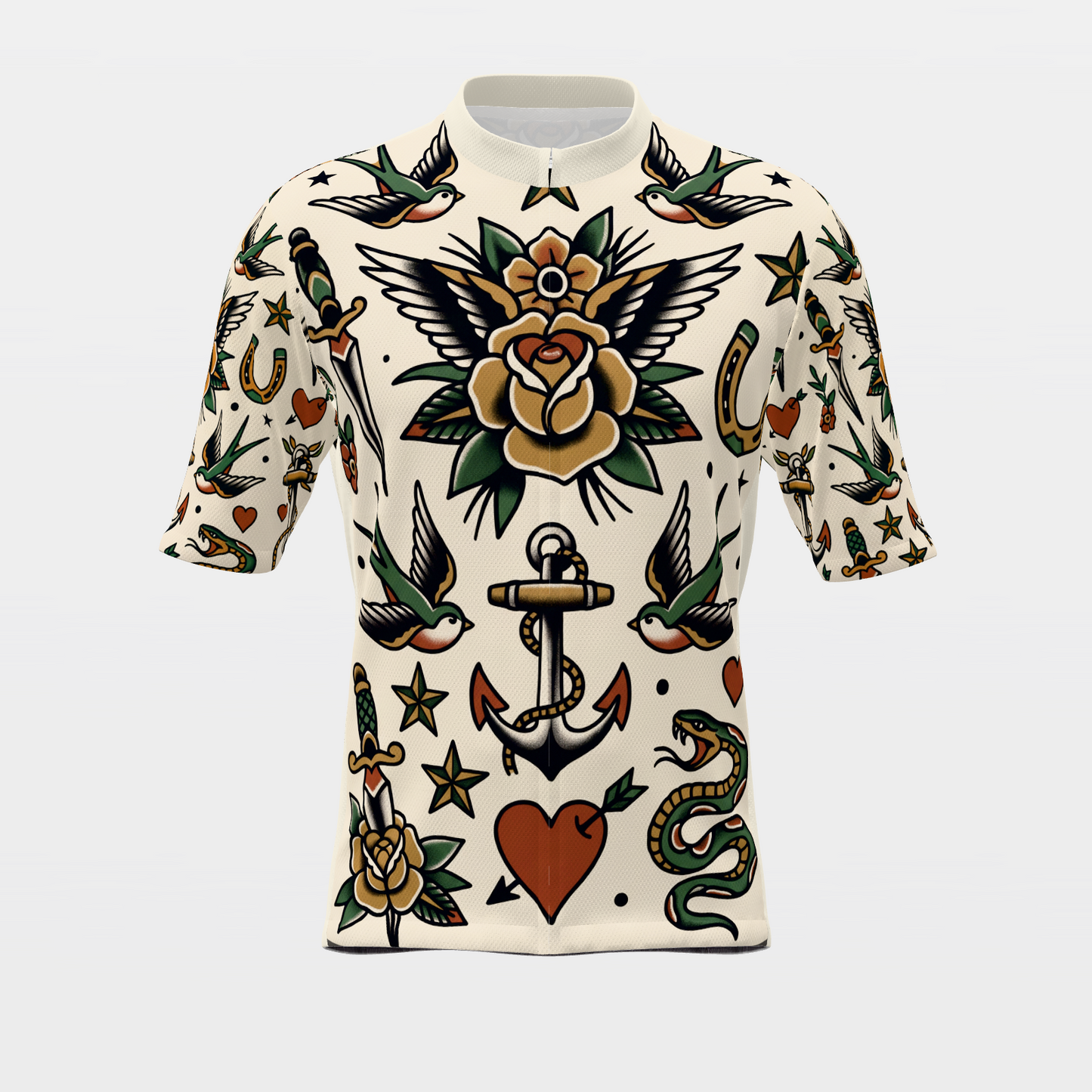 California Traditional Flash Tattoo Cycling Jersey – Front product view