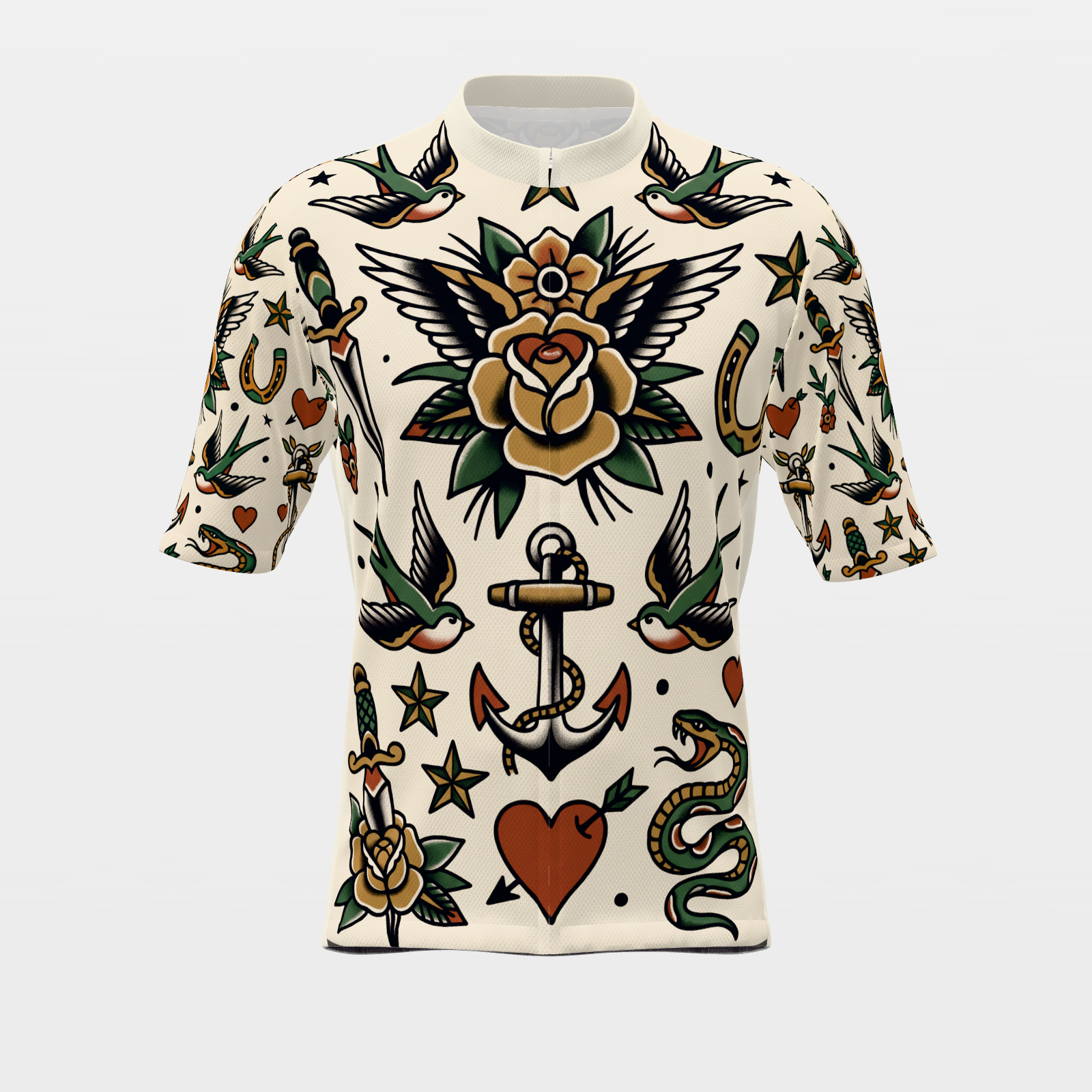 California Traditional Flash Tattoo Cycling Jersey – Front product view