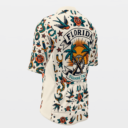 Florida Traditional Flash Tattoo Cycling Jersey – Back Left product view