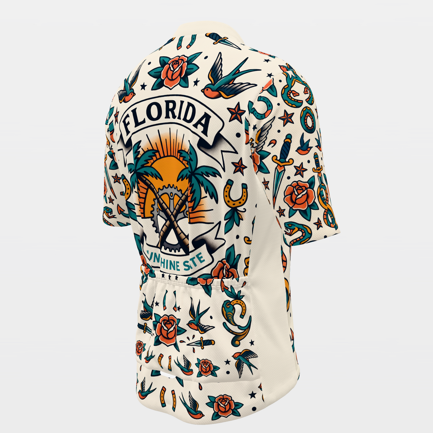 Florida Traditional Flash Tattoo Cycling Jersey – Back Right product view