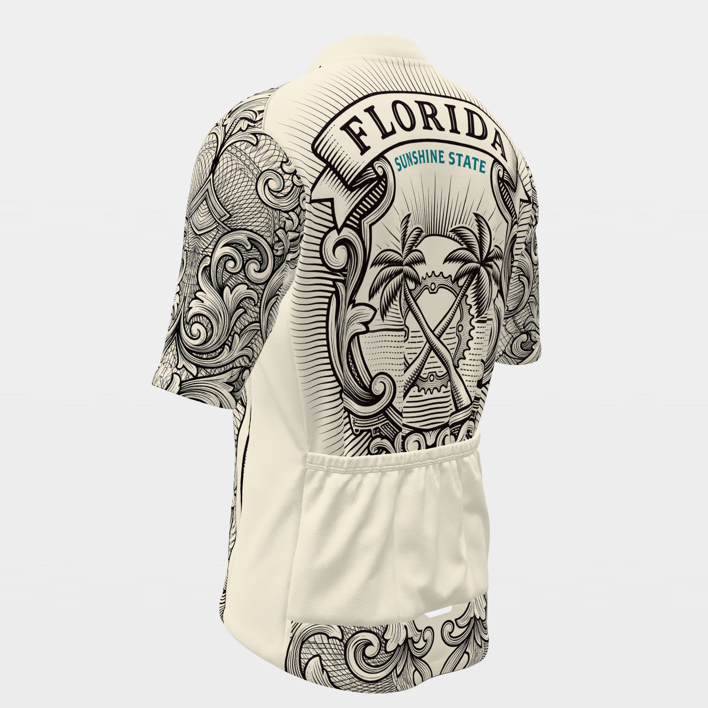 Florida Blackwork Tattoo Cycling Jersey – Back Left product view