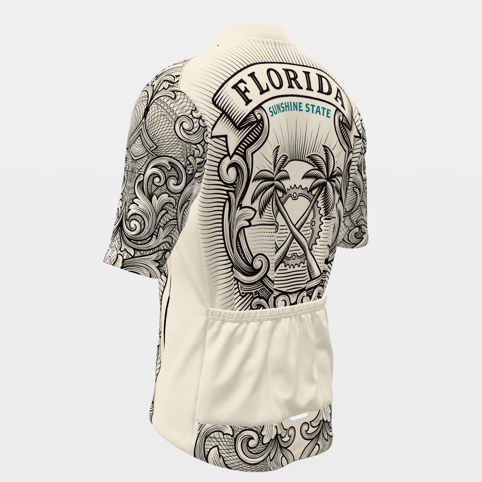 Florida Blackwork Tattoo Cycling Jersey – Back Left product view
